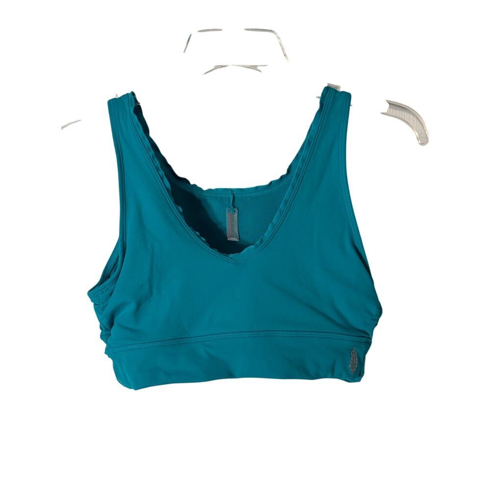Free People Movement Blue Sports Bra Womens Small High Neck Stretch Activewear